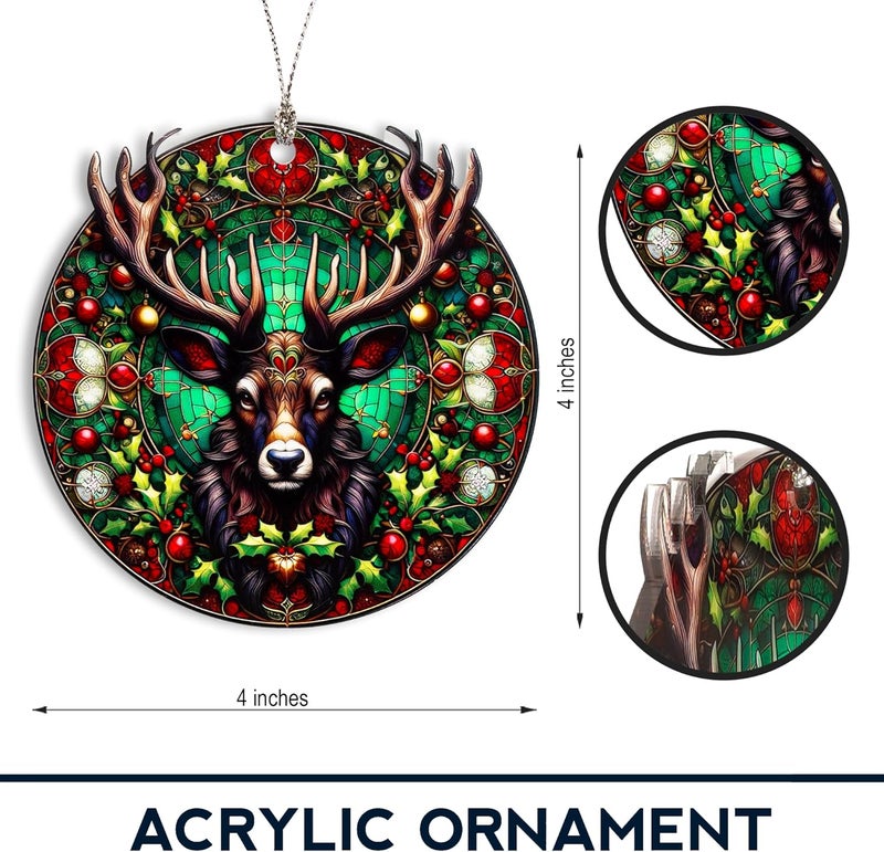 NELXI Reindeer Ornament, Reindeer Ornaments for Christmas Tree, Hunting Ornaments for Christmas Tree, Classic Gothic Fantasy Christmas Ornaments 2025, Deer Decor, Woodland Holiday Ornament Gift - Image 4